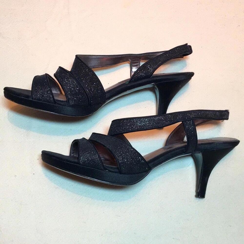 Nina New York black glitter strappy heels sz 7.5 shoes - Picture 3 of 8